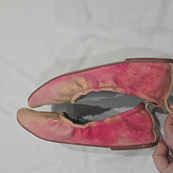 Anthropologie Jasper & Jeera Metallic Watercolor, Leather Flats Size 38 - Picture 9 of 11